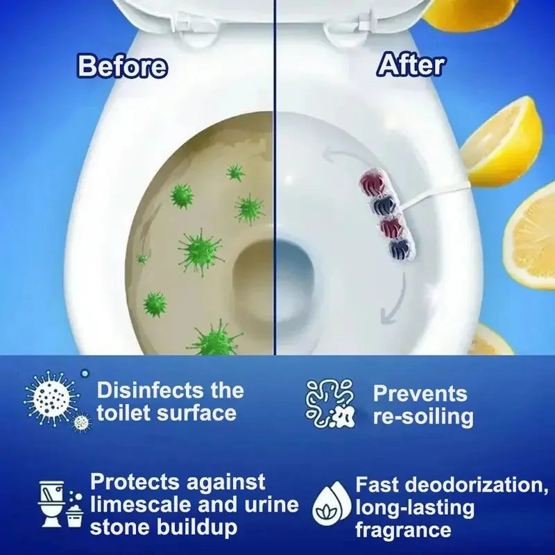 3 Long Lasting Hanging Toilet Deodorizer Balls Blue Bubble Multi Scents Dirt Remover Odor Eliminating Cleaner For Fresh Bathroom view 5