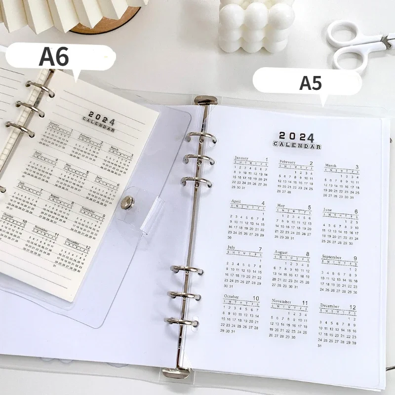 2024 Calendar PP Divider A5 A6 Loose Leaf Notebook Planner Index Sheet for Diary Journals Cute Stationery School Supplies