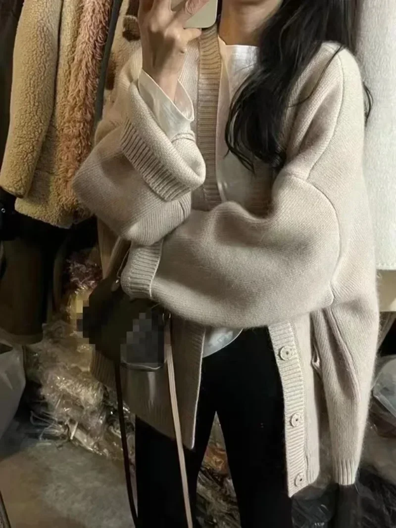 Casual Loose Basic Slim Ins Cardigan Women Autumn New Solid Color Simple Woman Cardigan Knitted Fashion Chicly Tops Women Y2k