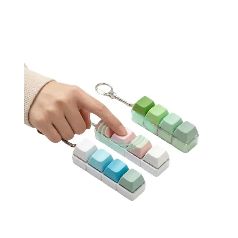 4-Tasten-Fingerknopf Mechanische Tastatur Keycaps Bunter Schlüsselanhänger Fidget-Spielzeug Tastaturdruck-Spiele Schlüsselspielzeug – Detail 10