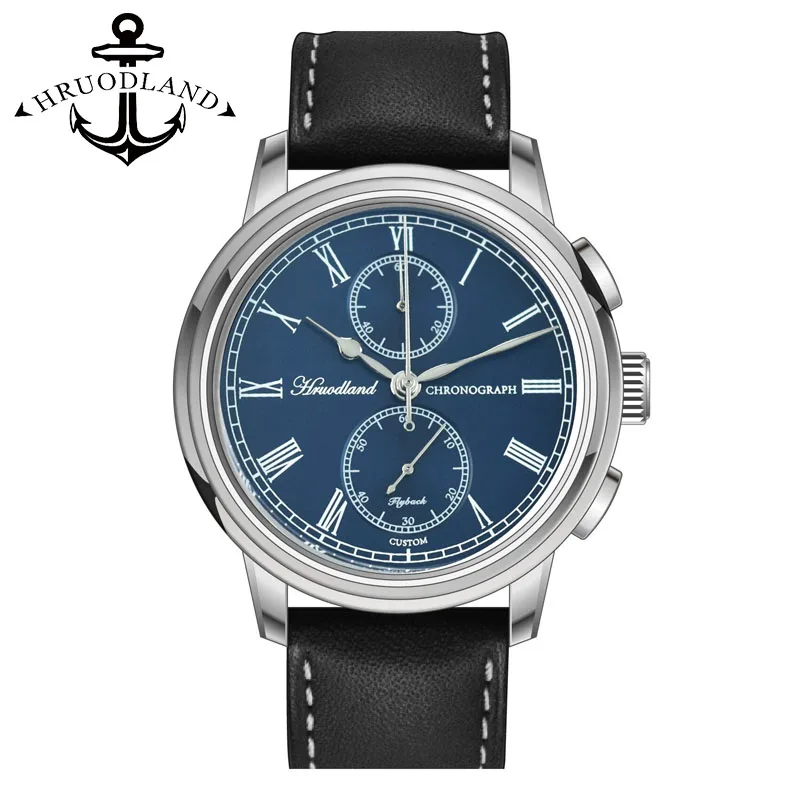 

Hruodland G004 Retro Men's Quartz Chronograph Watch VK61 Sapphire Glass Blue Black Stainless Steel Dress Wrsiwatches for Men