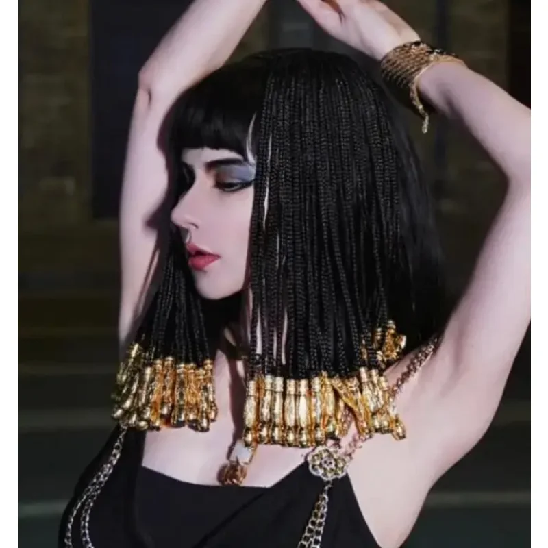 Cleopatra Cosplay Wig Women Headwear Dreadlocks Hair Dance Black Dance