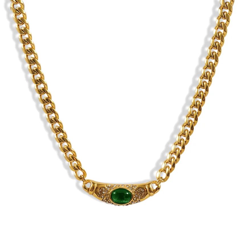 

Stainless steel Chain Choker Crystal Necklace