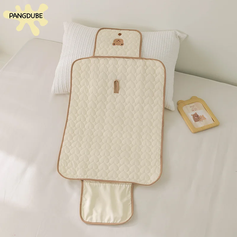PANGDUBE طوي حفاضات تغيير الوسادة مقاوم للماء المحمولة الطفل سجادة لتغيير الحفاض مع حزام الأمان السفر الحفاض فراش حقيبة التخزين #1