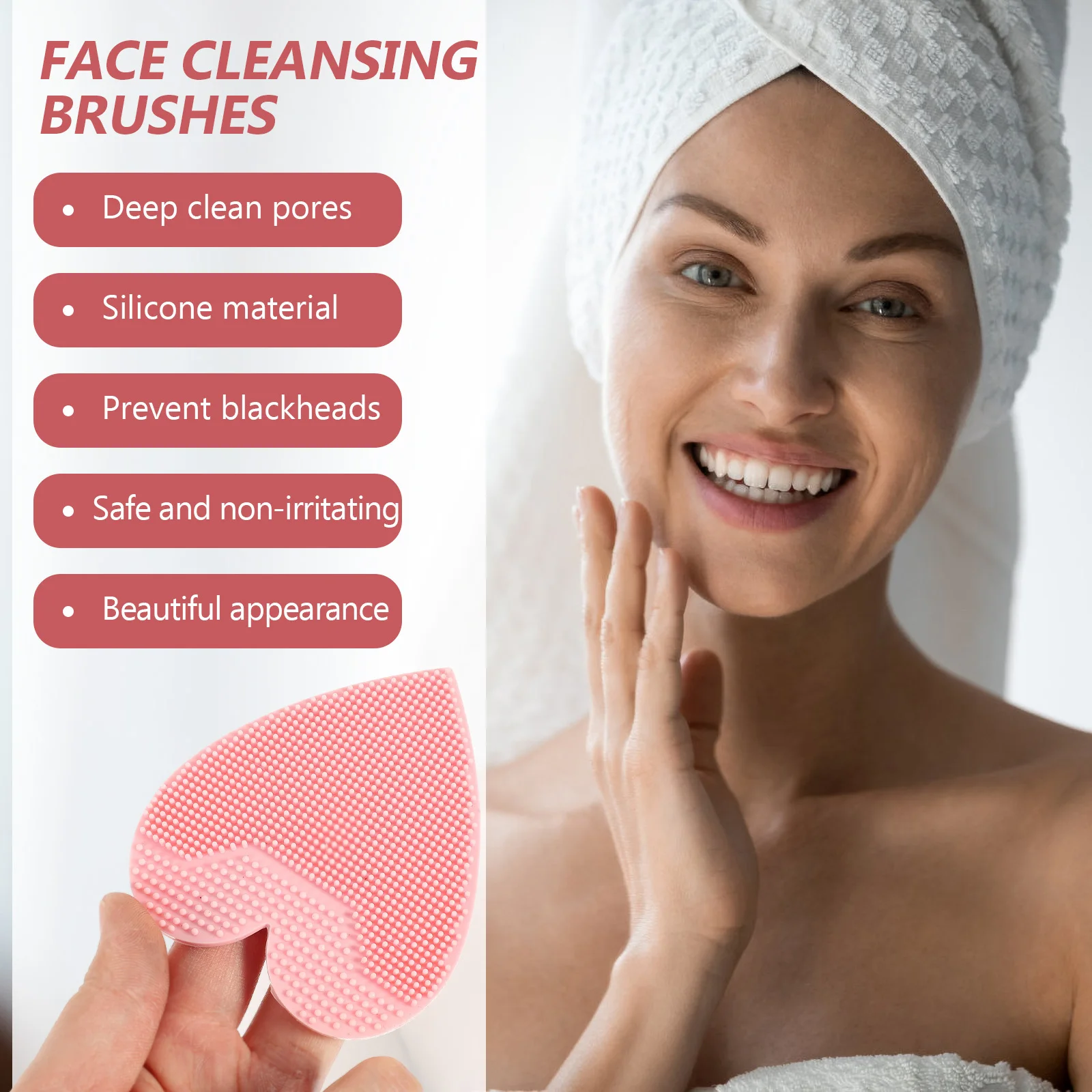 4Pcs Love Heart Facial Cleansing Brushes Manual Silicone Deep Cleaning Facial Brush Skin Care Tools Blackheads Remover Portable