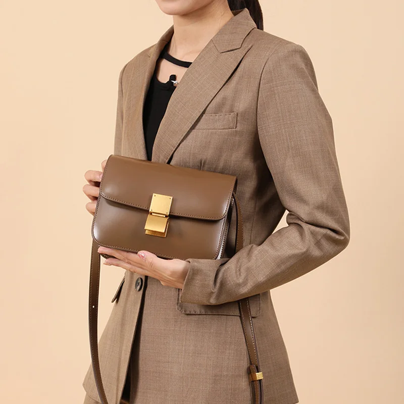 

Brand Design Luxury BOX Cowhide High Quality Tofu Buns Bags Fashion Ladies Genuine Leather Single Shoulder Messenger Bag