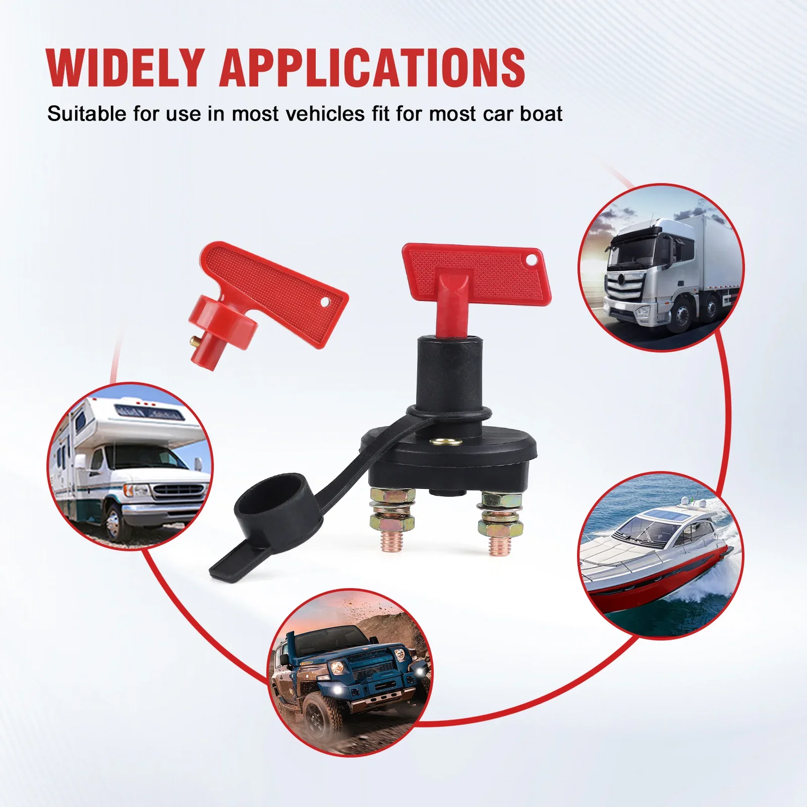 

New On-Off 2 Position Battery Disconnect Switch With 2 Keys 12V Battery Cut Off Kill Switch Isolator For Marine Boat RV ATV UTV