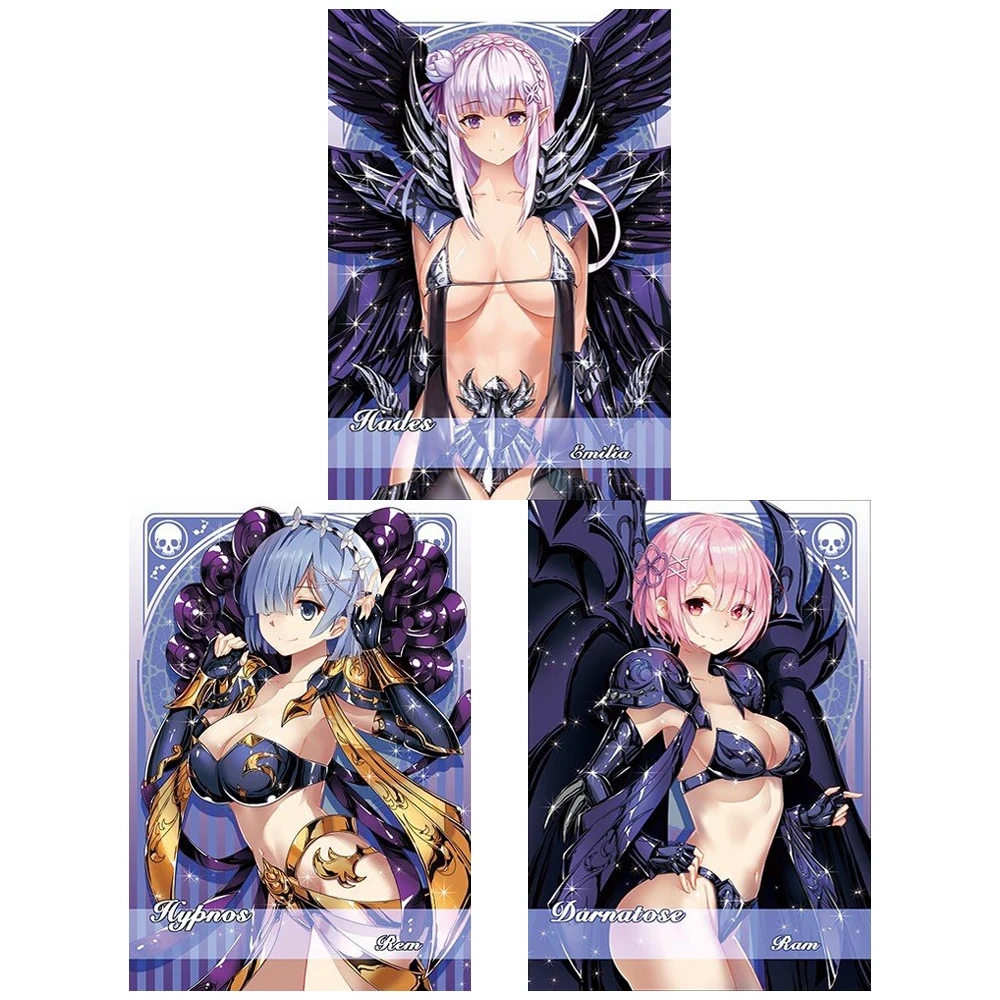 

3Pcs/set Anime Girls Emilia Rem Ram COS Saint Hades Color Flash Card Classic Anime Game Collection Cards Gift Toys