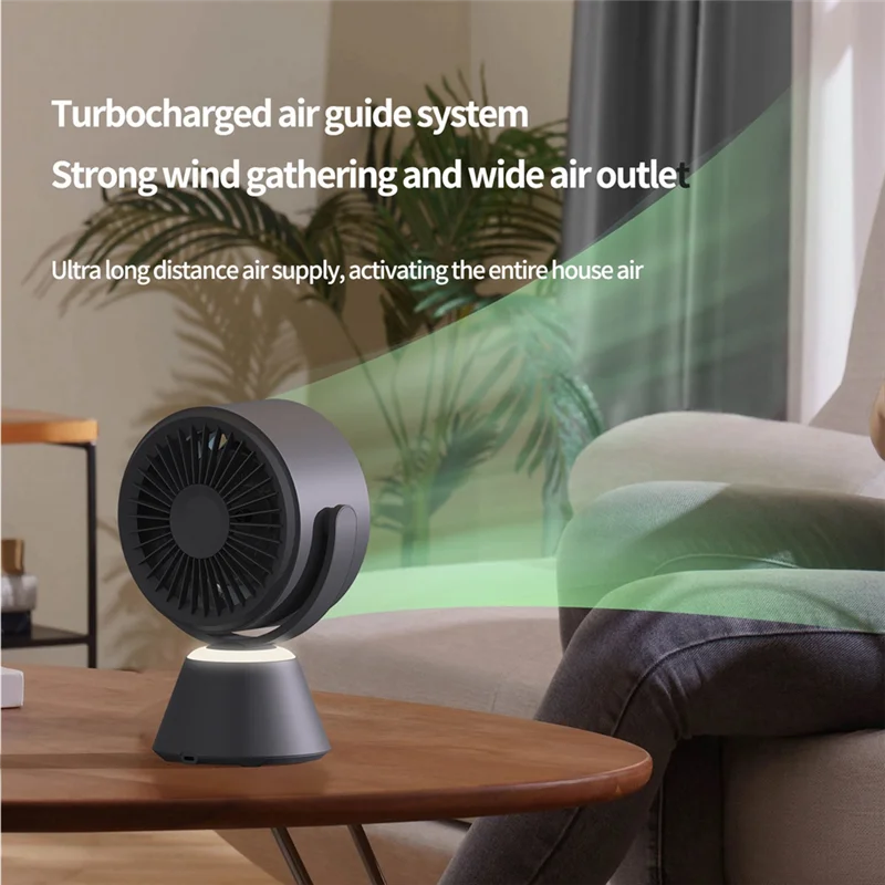 HHTL High-Speed Turbo Fan Shaking Head  Tabletop Circulation USB Small Fan With Light 1Set