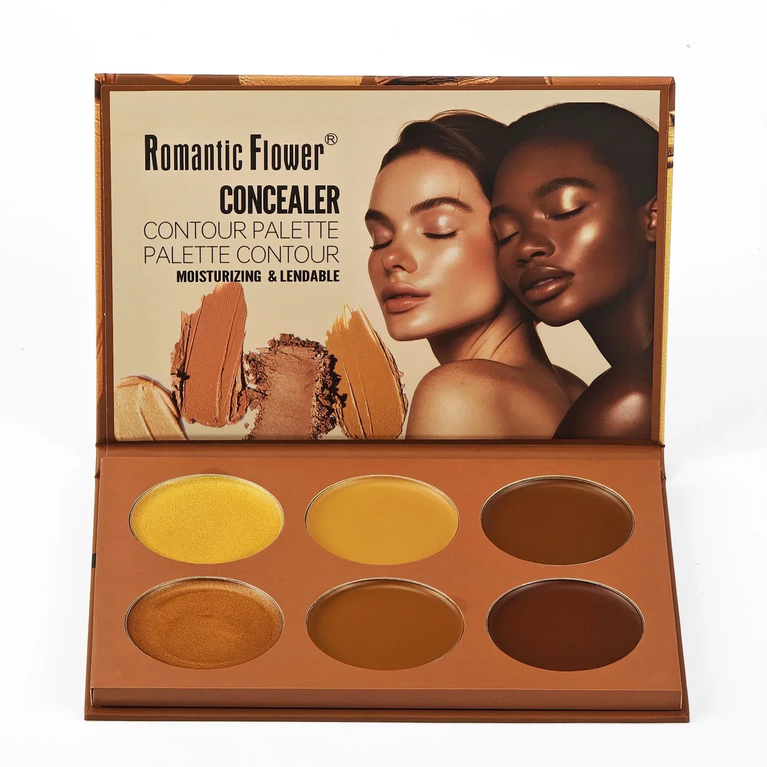 Flor romántica corrector de 6 colores cosméticos faciales corrector de reparación mate cobertura total