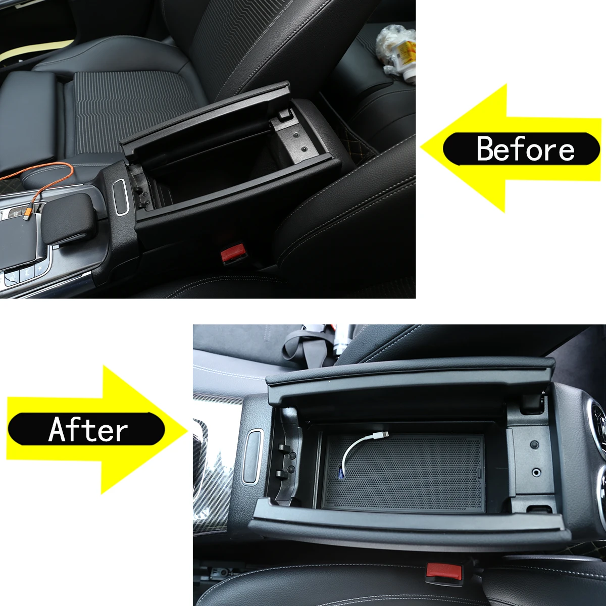 

ABS Black For Mercedes Benz A Class W177 A180 A200 2019-2022 B Class GLB W247 X247 2020-2022 console armrest box storage box