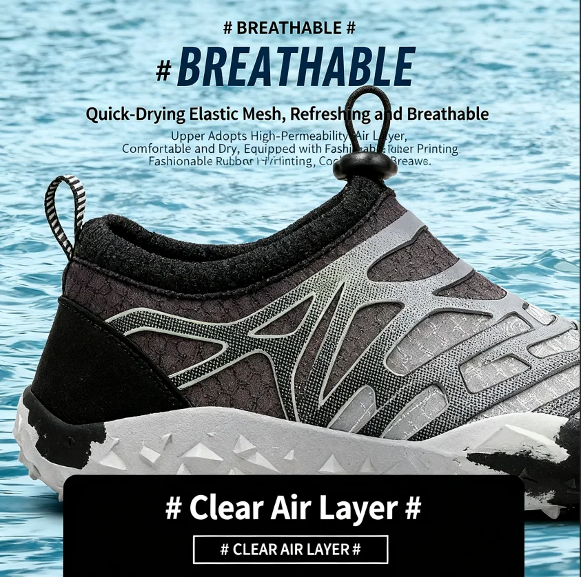 빠른 건조 양용 신발 가볍고 통기성 좋으며 냄새 방지 비치 휴가용 스트림 하이킹 남성용 찢김 방지 여성용 하루 종일 착용 가능
