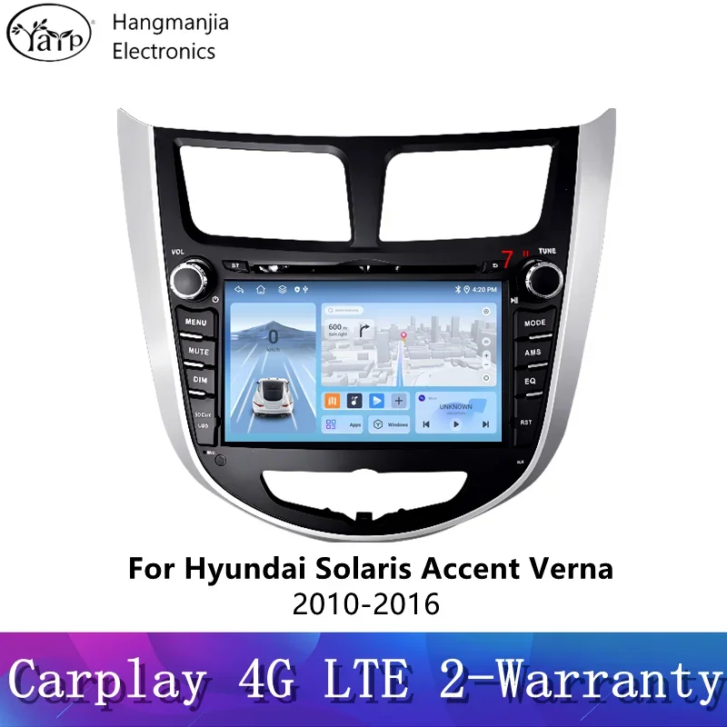 hangmanjia For Hyundai Solaris Accent Verna 2010-2016 Android 13 Car Stereo Multimedia Radio Player CarPlay AUTO GPS Navigation