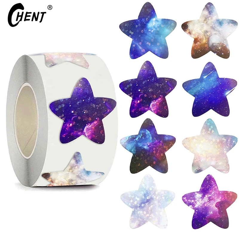 500PCS Roll Up Self-adhesive Star Space Sticker Reward Decoration Sticker Label