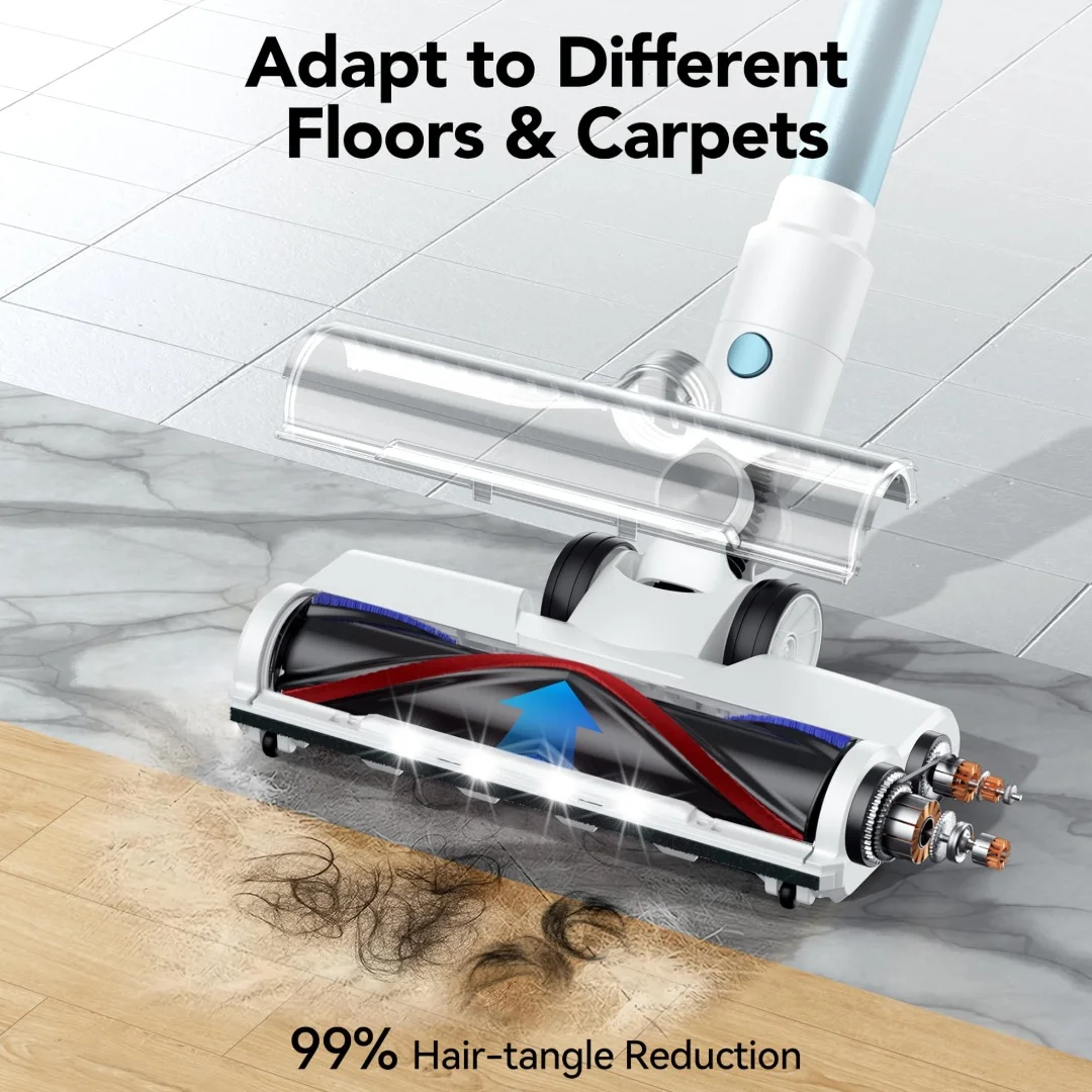 Cordless Vacuum Cleaner, 23Kpa Vacuum Cleaner with Rechargeable Battery, Household Vacuum Cleaner, Run Time 40 Minutes, Speed fo