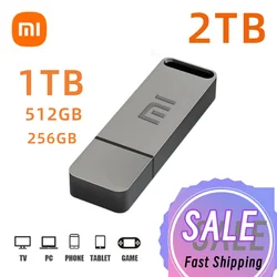 Xiaomi-Clé USB en métal étanche, clé USB, clé USB, disque U, porte-clés pouvant être fixé, mémoire, 2 To, 1 To, 256 Go, 512 Go, nouveau