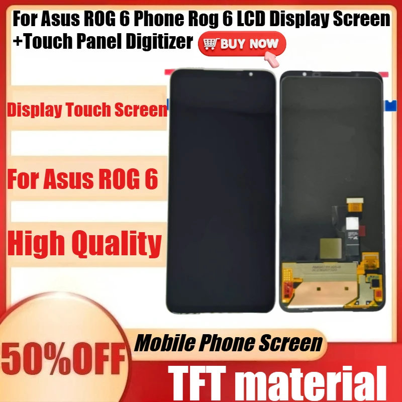 New TFT No Frame Display Touch Screen for Asus ROG 6 Phone Rog 6 LCD Display Screen+Touch Panel Digitizer for Asus ROG6 Pro LCD