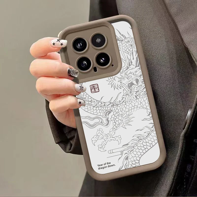 Luxury Dragon Totem Phone Case for Xiaomi Mi 13T 12T Pro 5G 12 11 Lite 14 13 Pro Poco F5 X5 X3 X6 F6 M6 Pro 4G Soft Matte Cover