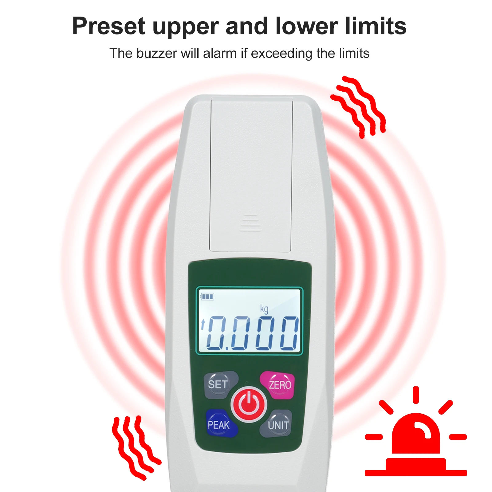 Digital Force Gauge 50N/5KG/500N/50KG Push & Pull Tester Meter Mini Dynamometer with 4 Measurement Units Auto Backlight Buzzer