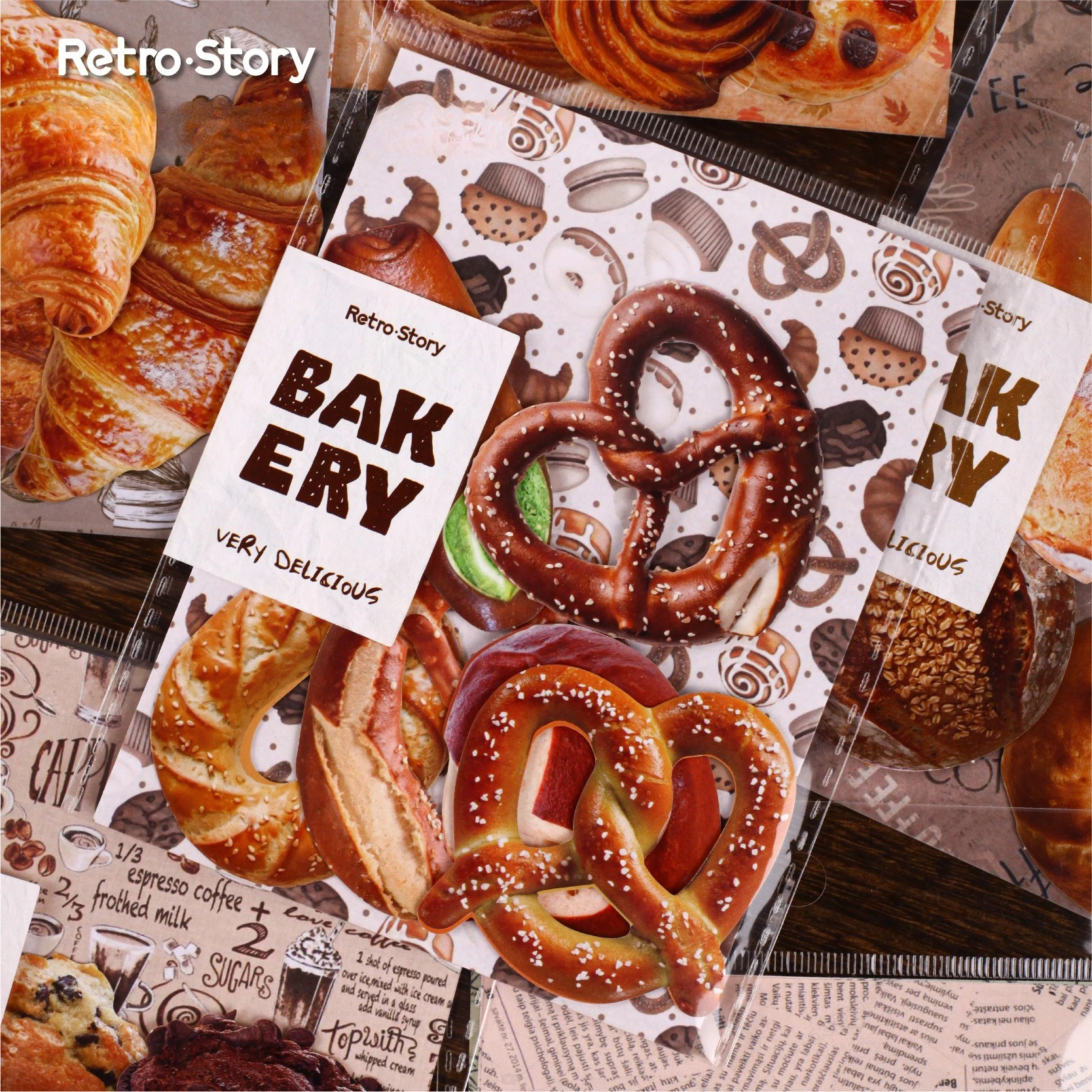 INS Bakery Bread Stickers, Multiple Baguette Muffin Croissant Toast Patterns for Journal Scrapbook Diary Collage DIY Decoration