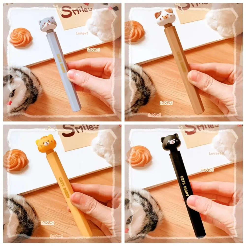 Канцелярские принадлежности Kawaii, гелевая ручка с милым котом, красивая эстетичная мультяшная ручка с милым котенком, ручка для письма 0,5 мм, подарок