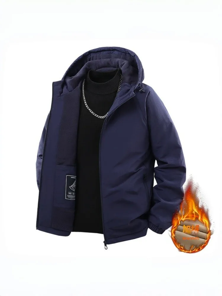 

Gusen Leopard Hooded Jaet Thiened Fce Casual Loose Outdoor Men's Upperwear Versatile Daily Match Autumn Winter Coat