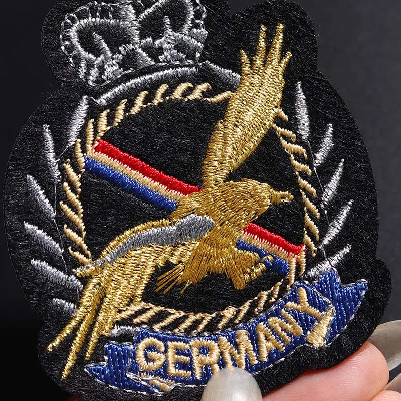 Armia niemiecka rozmiar naszywki na ramię: 7.7*6CM naszywki do szycia łatka na odzież aplikacja z tkaniny DIY wystrój