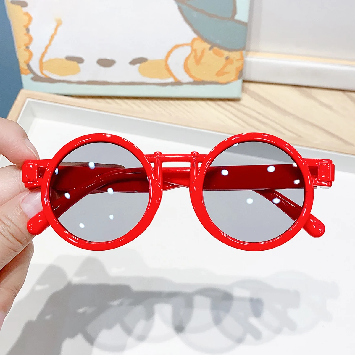 

Children's New Candy Color Round Frame Cute Baby Personality Street Style Outdoor Sunshade Sunglasses