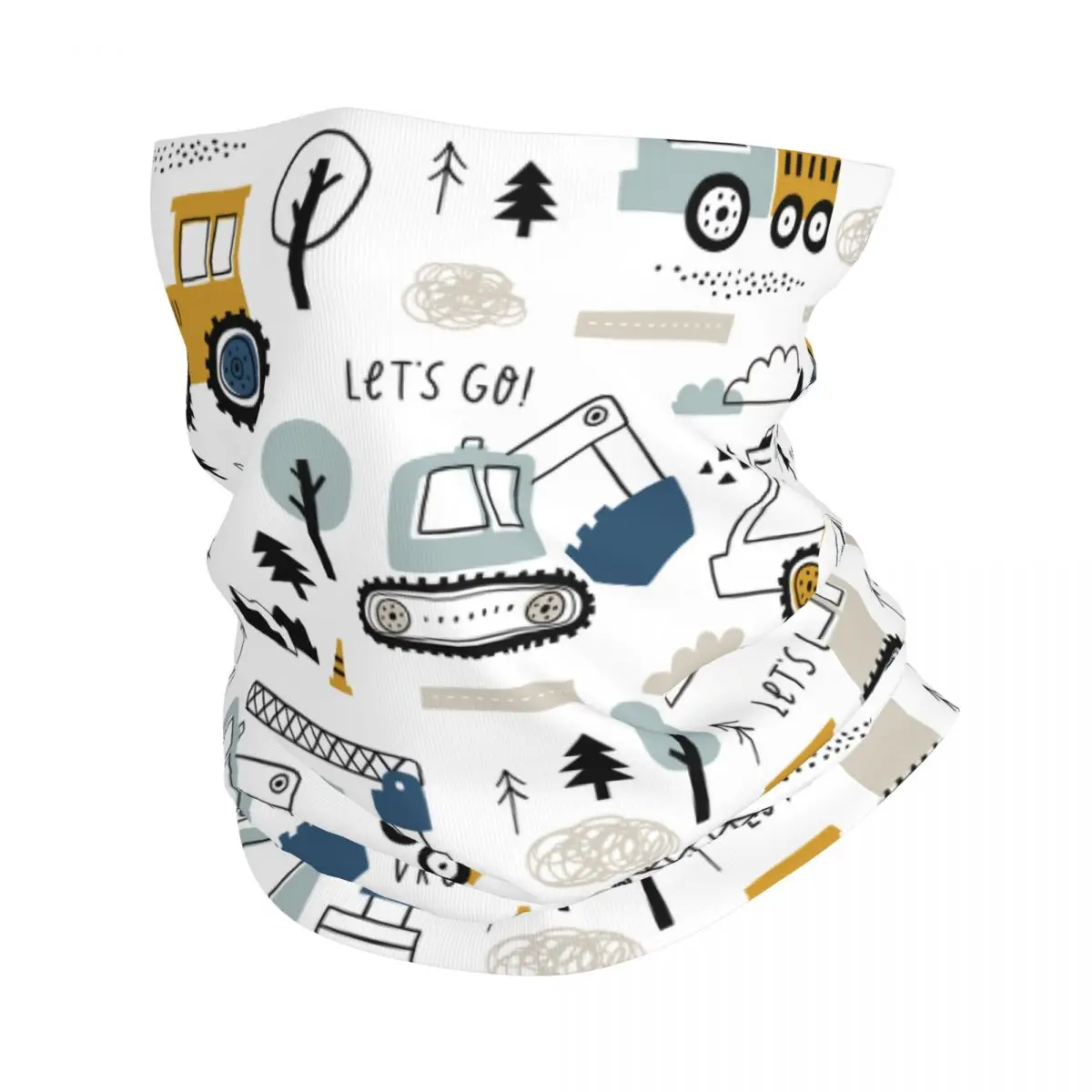 Cartoon Truck Excavator Bandana Neck Cover Printed Backhoe Cranes Equipment Balaclavas Wrap Scarf Multifunctional Headwear Sport