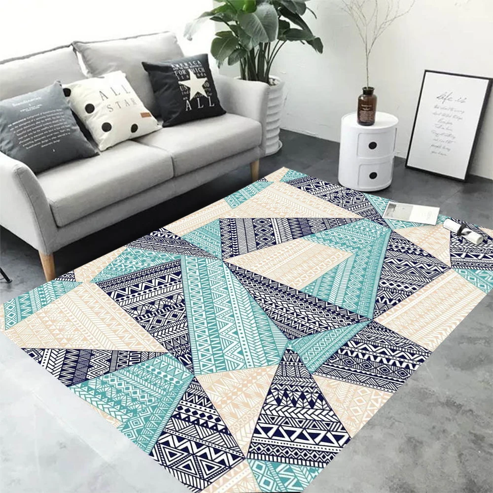 Retro Geometric Pattern Living Room Carpet Modern Decoration Bedroom Soft Non-slip Carpet Large Area Sofa Side Rug
