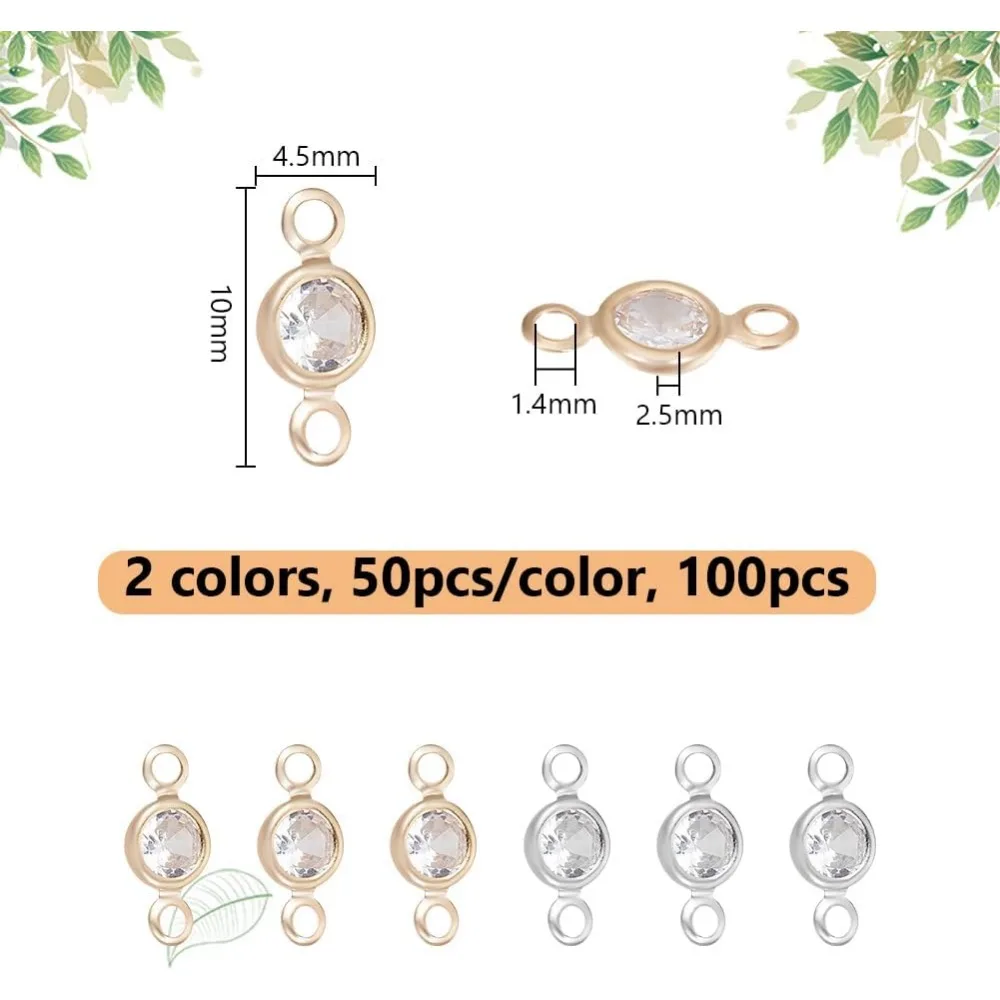 100 قطعة 2 ألوان شقة مستديرة جوهرة الميلاد السحر الزجاج حجر الراين الروابط كريستال سحر النحاس الماس موصلات السحر صنع عدة #3