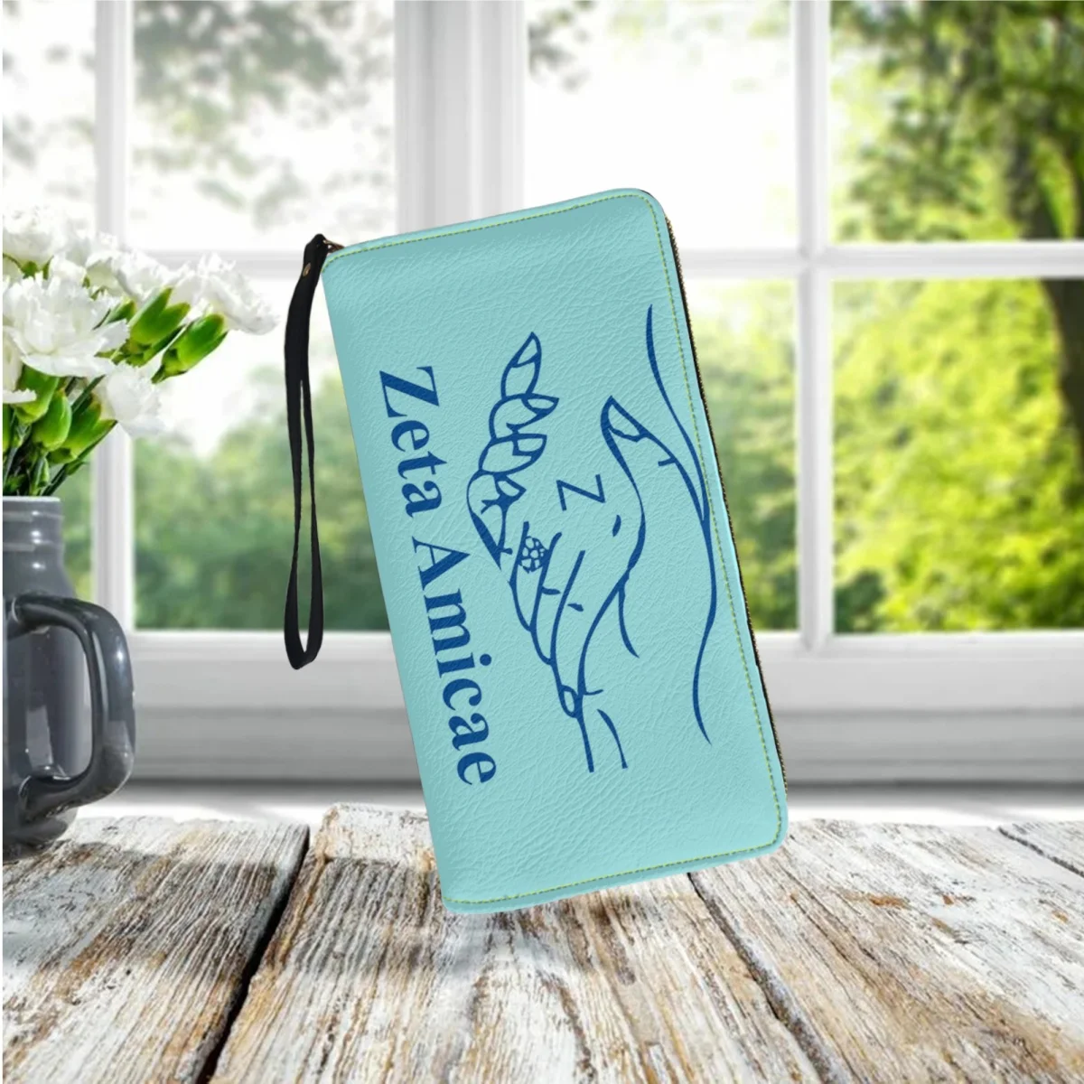 Friends of Zeta Sorority Gifts Vintage PU Leather Long Zipper Coin Purse Zeta Amicae Printed Girls Mini Card Holder Bags 2023