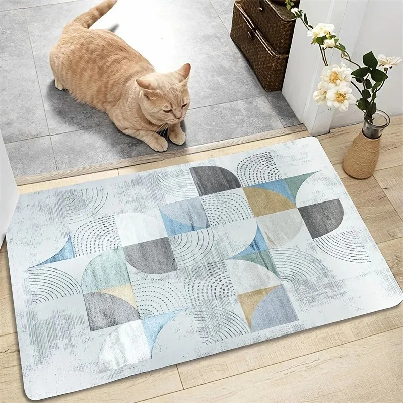 

1PC Geometry pattern Home Door Mats Kitchen Rugs Non-Slip Pop design Bathroom Rugs Bath Mat Carpet for Home Sink Laundry Decor