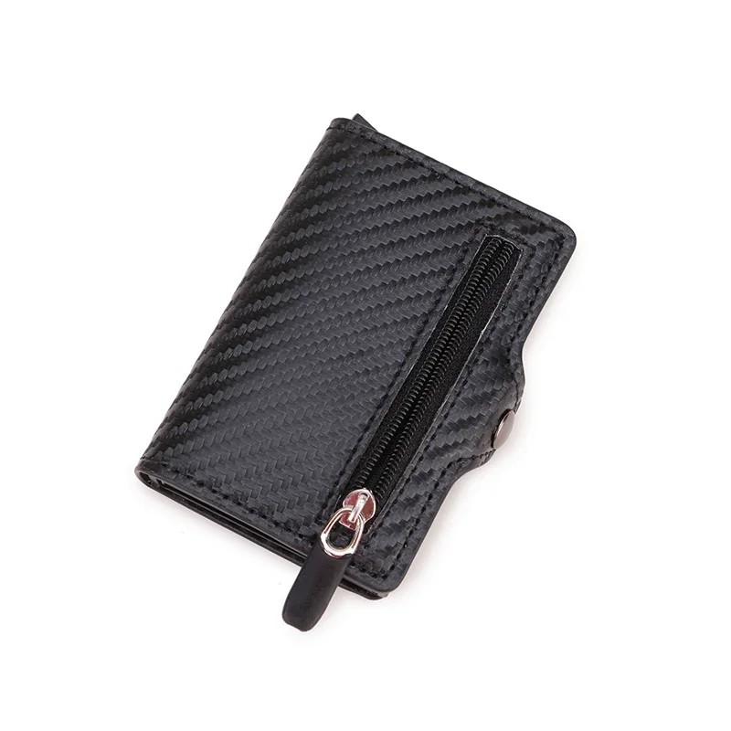 DIENQI-tarjetero de fibra de carbono Anti Rfid para hombre, billetera minimalista, tarjetero de cuero Delgado, monedero de bolsillo
