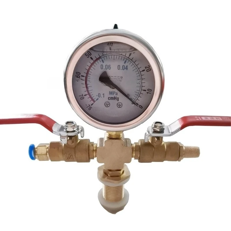 Vacuum Defoaming Tank Pressure Gauge Set with Valve -0.1Mpa Negative Pressure Gauge 8MM/10MM/7/16-20UNF