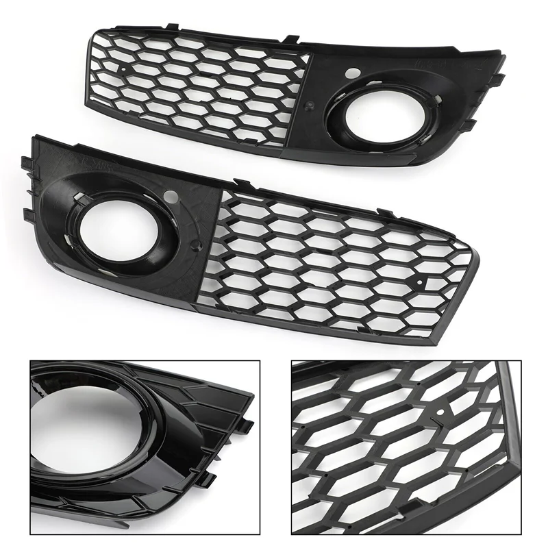 

Black Car Front Fog Light Mesh Grille Cover For A4 B8 2009 2010 2011 2012 Fog Lamp Honeycomb Grille Cover Parts