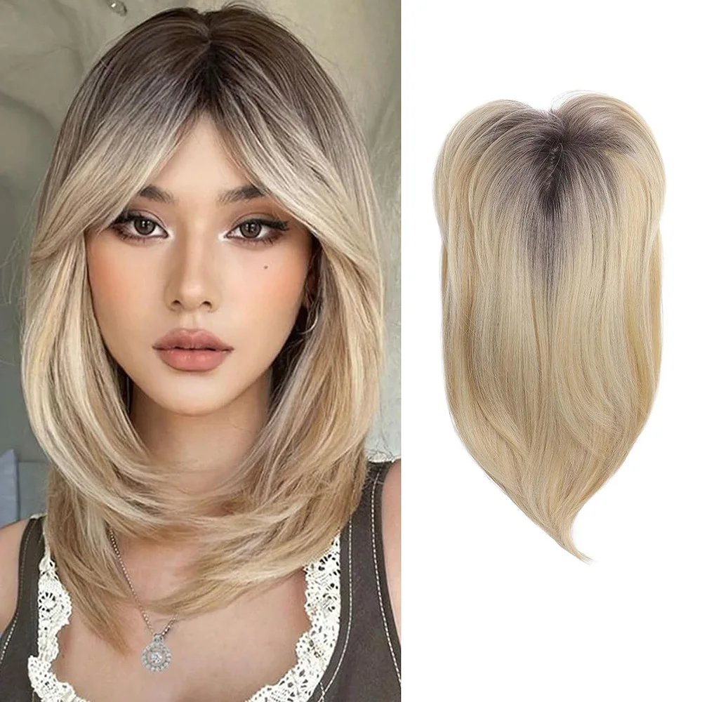 

20-дюймовый невидимый топпер для волос с челкой, длинные прямые волосы из синтетического волокна для женщин, бесшовные блоки для замены волос, парик