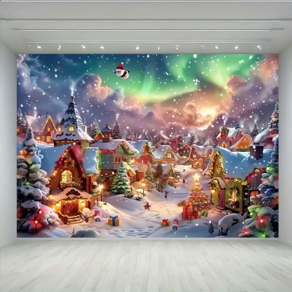 Magic Winter Wonderland Weihnachtshintergrund – Rosa Feenbonbons mit Schneelandschaft, geeignet für Wohnzimmer, Außendekoration