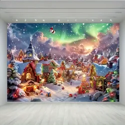 Magic Winter Wonderland Christmas Background - Pink fairy candy with snow scenery, suitable for living room, outdoor decoration