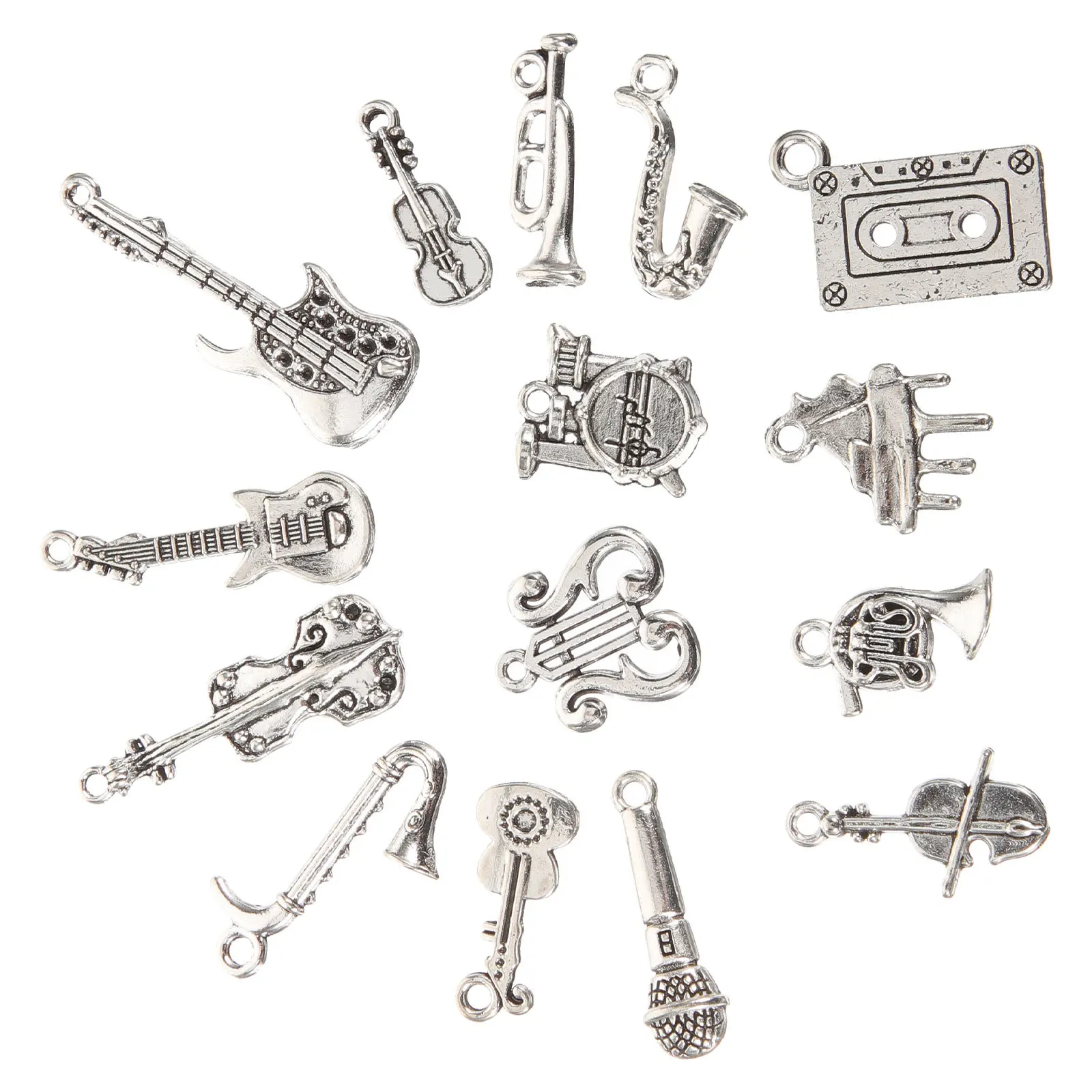 15 قطعة موضوع الموسيقية قلادة سحر DIY بها بنفسك مجوهرات اكسسوارات ل قلادة سوار لوازم الحرفية المعلقات الموسيقية