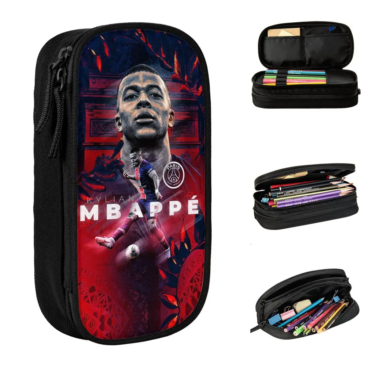 

Football KM Mbappe Pencil Case Cool Soccer Pen Box Bags Student Large Storage Students School Cosmetic Pencilcases