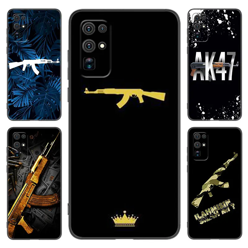 Weapons AK47 Gun Black Phone Case For Honor 70 90 200 Magic 4 5 6 Lite X5 X6A Plus X6 X6S X7A X7B X8 X8A X8B X9 4G X9A X9B 5G