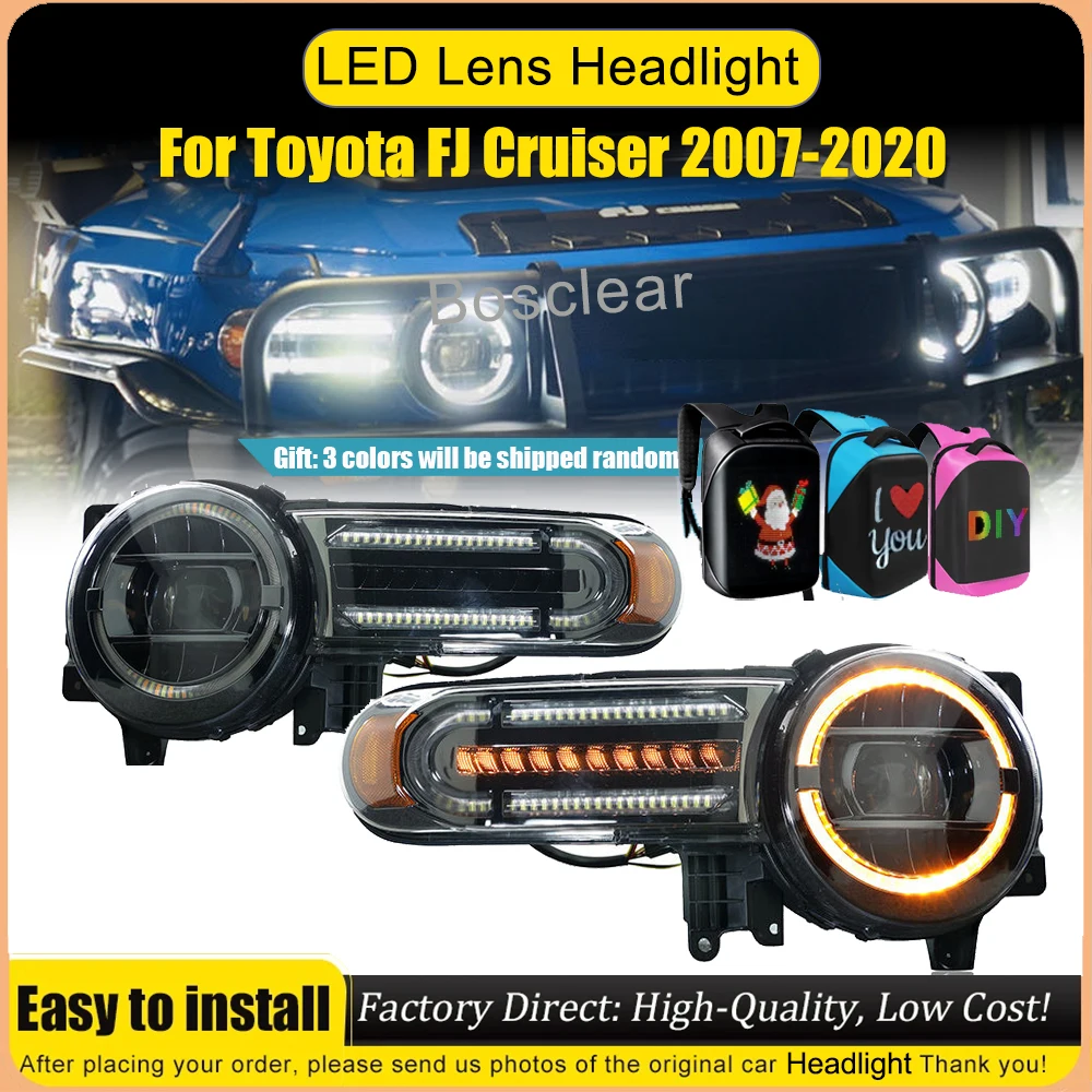 

Светодиодные фары в сборе для Toyota FJ Cruiser 2007-2020: ДХО, указатели поворота, дальний свет, проектор «Ангельские глазки», Plug and Play