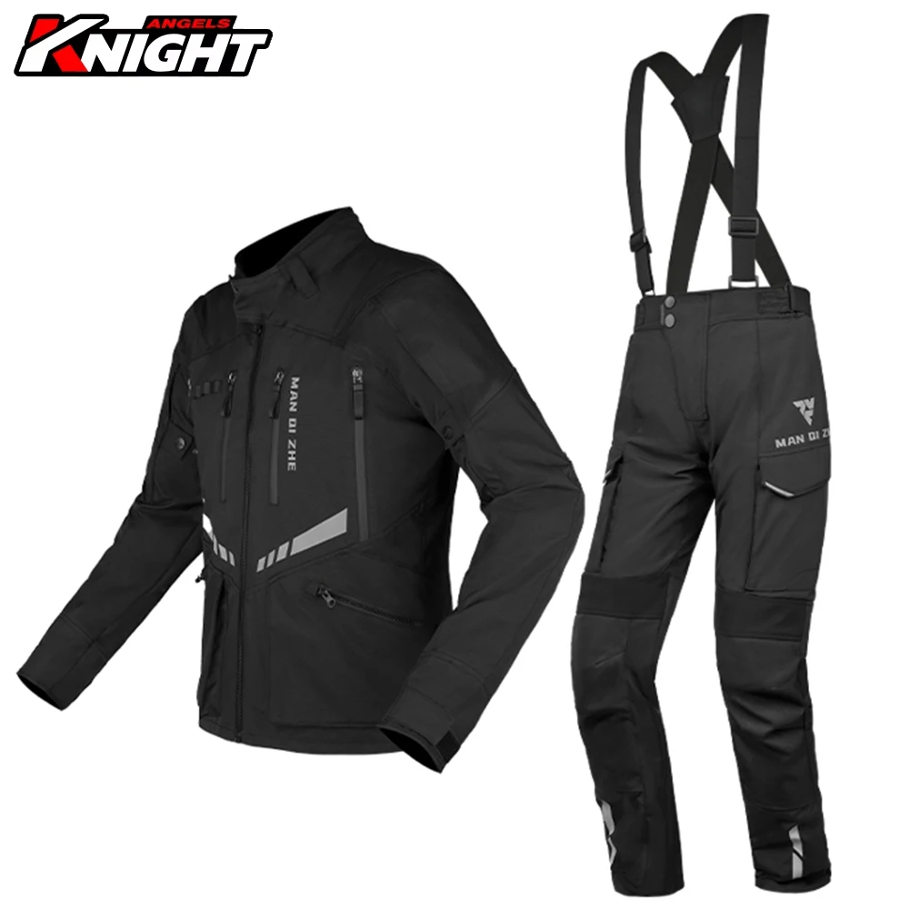 

New Winter Motorcycle Riding Jacket Wear-resistant Motocross Waterproof Reflective Motorbike Touring Pants with Shoulder Strap