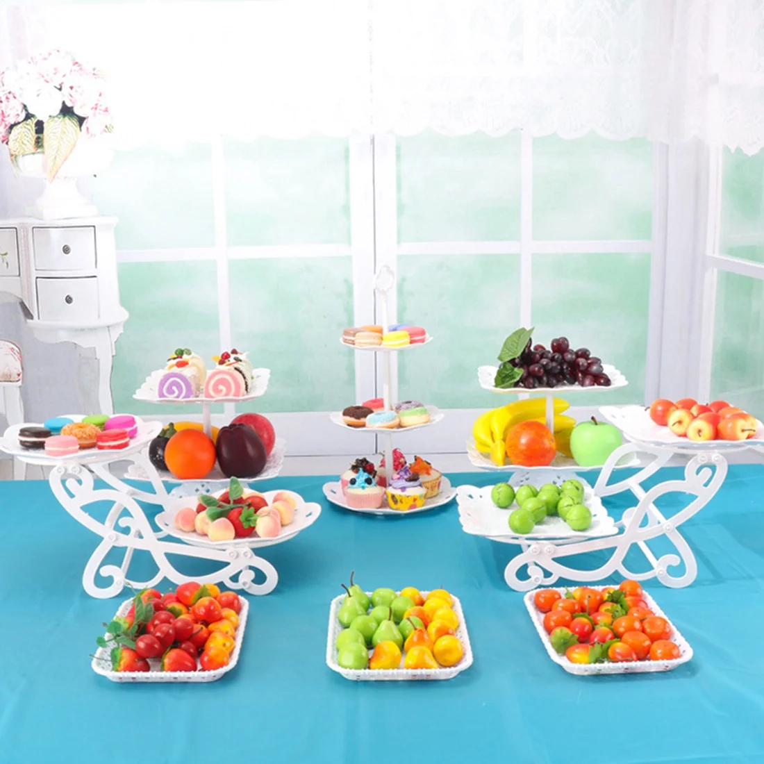 2 Tier Cake Dessert Holder Cupcake Pastry Biscuit Tray Holder Candy Buffet Fruit Holder Wedding Use a Square