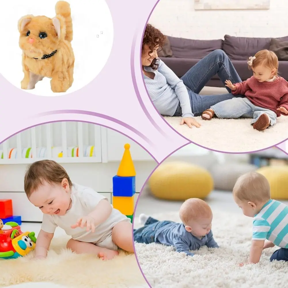 Interactive Cat Plush Toy with Sound Plush Companion Electronic Plush Toy Walking Wagging Tail Soft to Touch