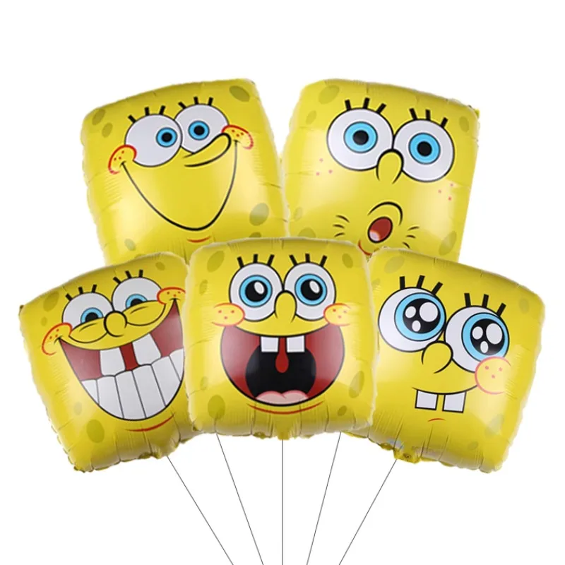 Ensemble de ballons carrés de dessin animé Bob l'éponge, 5 pièces, ballons à hélium pour fête d'anniversaire, fournitures de fête prénatale pour garçons et filles