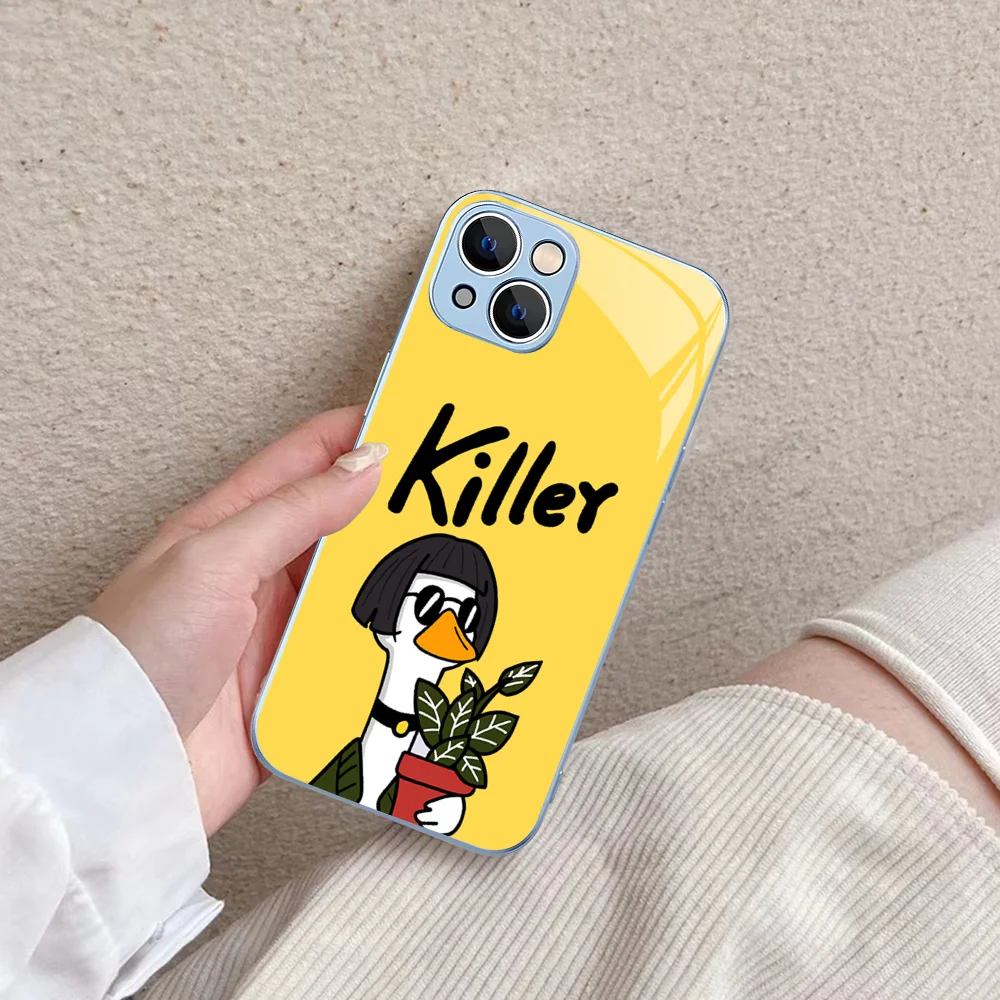 Cartoon Killer Leon Uncle Girl Phone Case Tempered Glass For iphone 14 13 12 11 Pro Mini XS MAX 14Plus X XS XR Cover