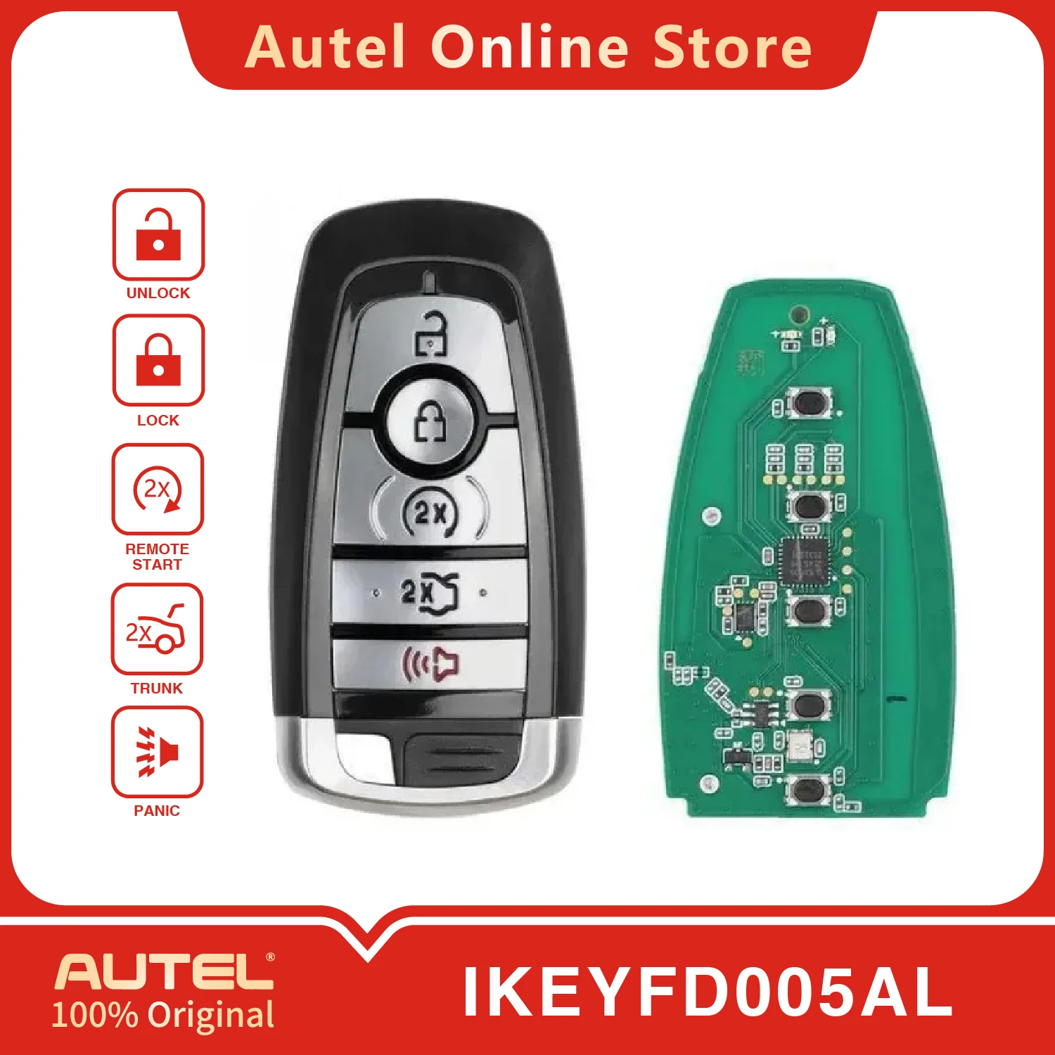 

AUTEL IKEYFD005AL 5-кнопочный универсальный интеллектуальный дистанционный ключ для KM100/IM508/IM608