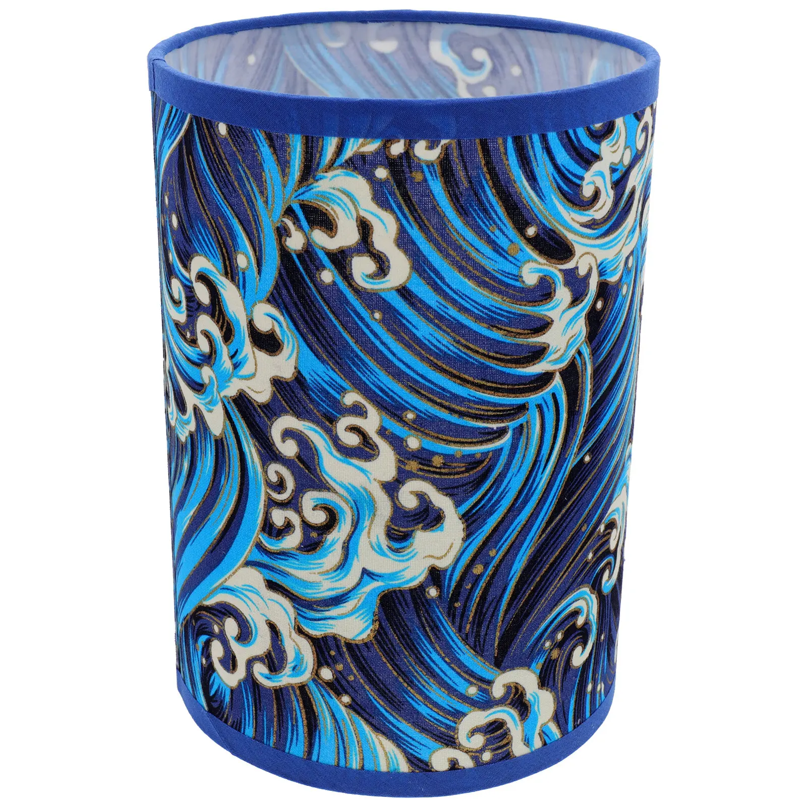 

Sea Wave Lampshade 14Cm E27 Fabric Desk Lamp Cover Retro Drum Shade For Bedroom Living Room Cloth Lampshade Replacement